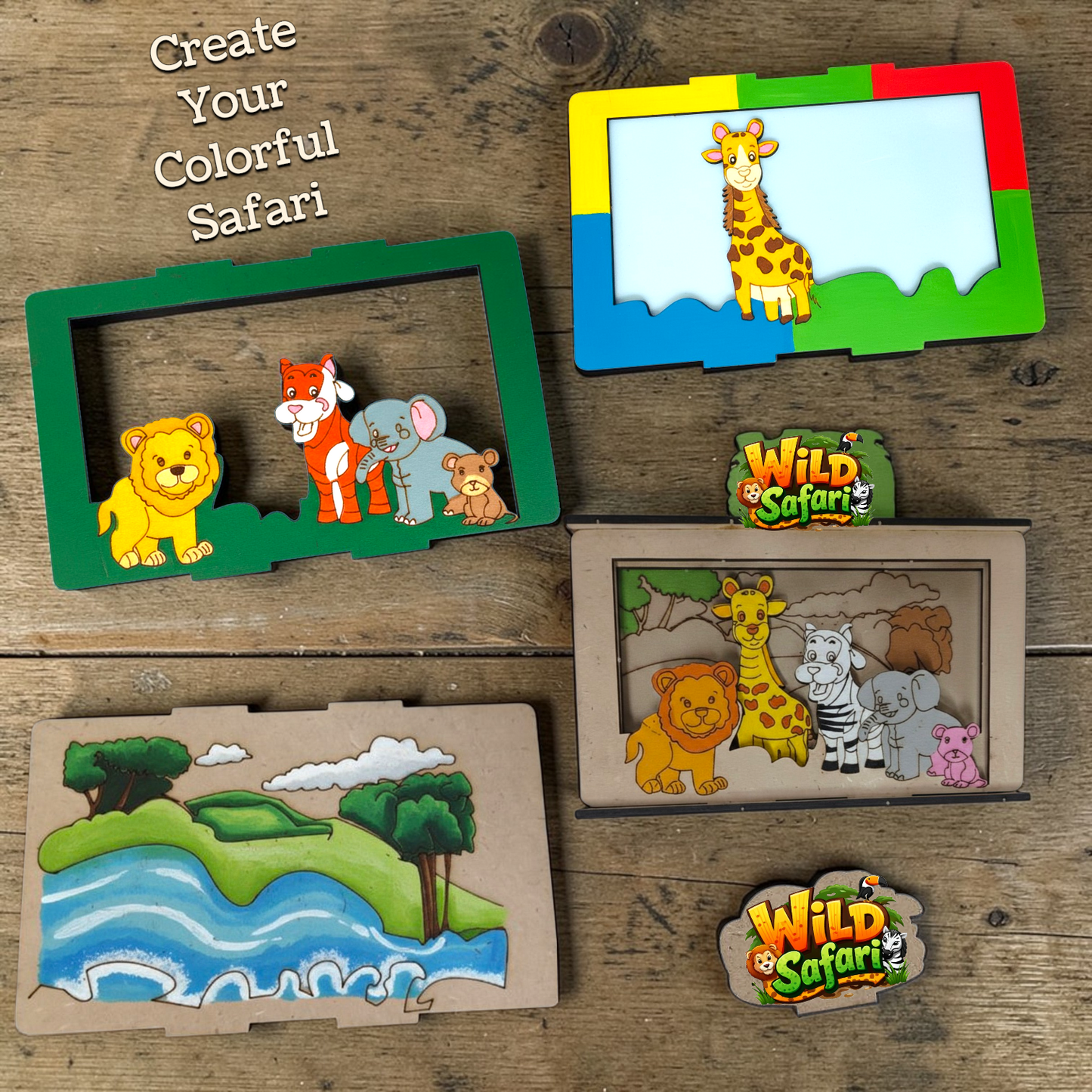 BAGJI TOYS 3D Wooden Painting Kit for Kids Ages 4-8 – DIY Arts & Crafts Set with Dinosaur, Ocean & Jungle Animal Shapes, 12 Paints & 1 Brush – Creative Art Activity, Return Gifts, Birthday Party Favor, Return Gift