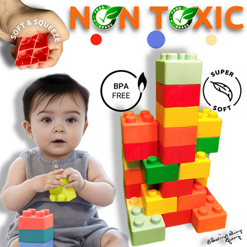 Super Soft Building Blocks, BPA-Free, Easy-to-Hold for Toddlers & Babies, Multi-Colored
