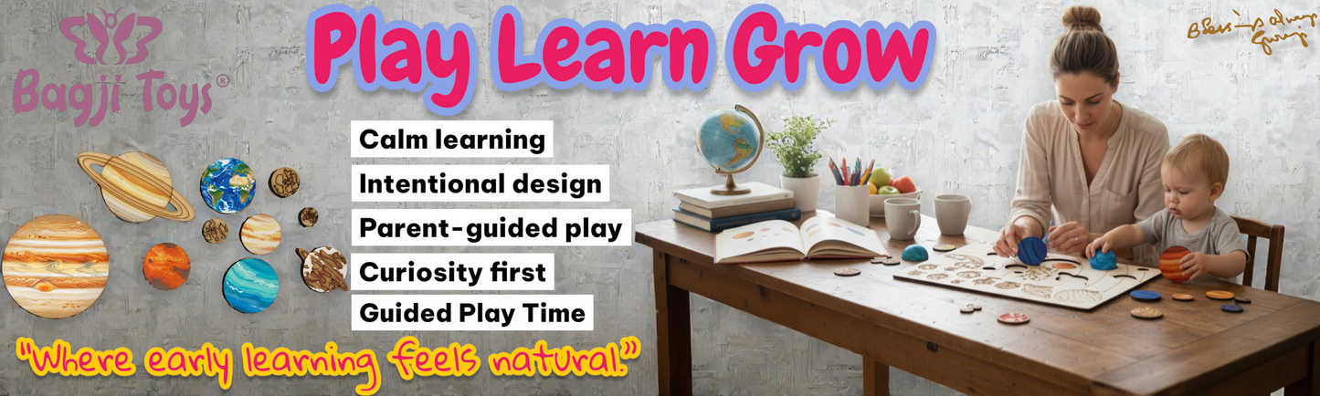 BAGJI TOYS Solar System DIY Painting Puzzle Kit for Kids, Wooden Educational Craft Set with 10 Planet Cutouts, 12 Paints, Brush and Information Leaflet, Size 30x20 cm (Science Fiction)