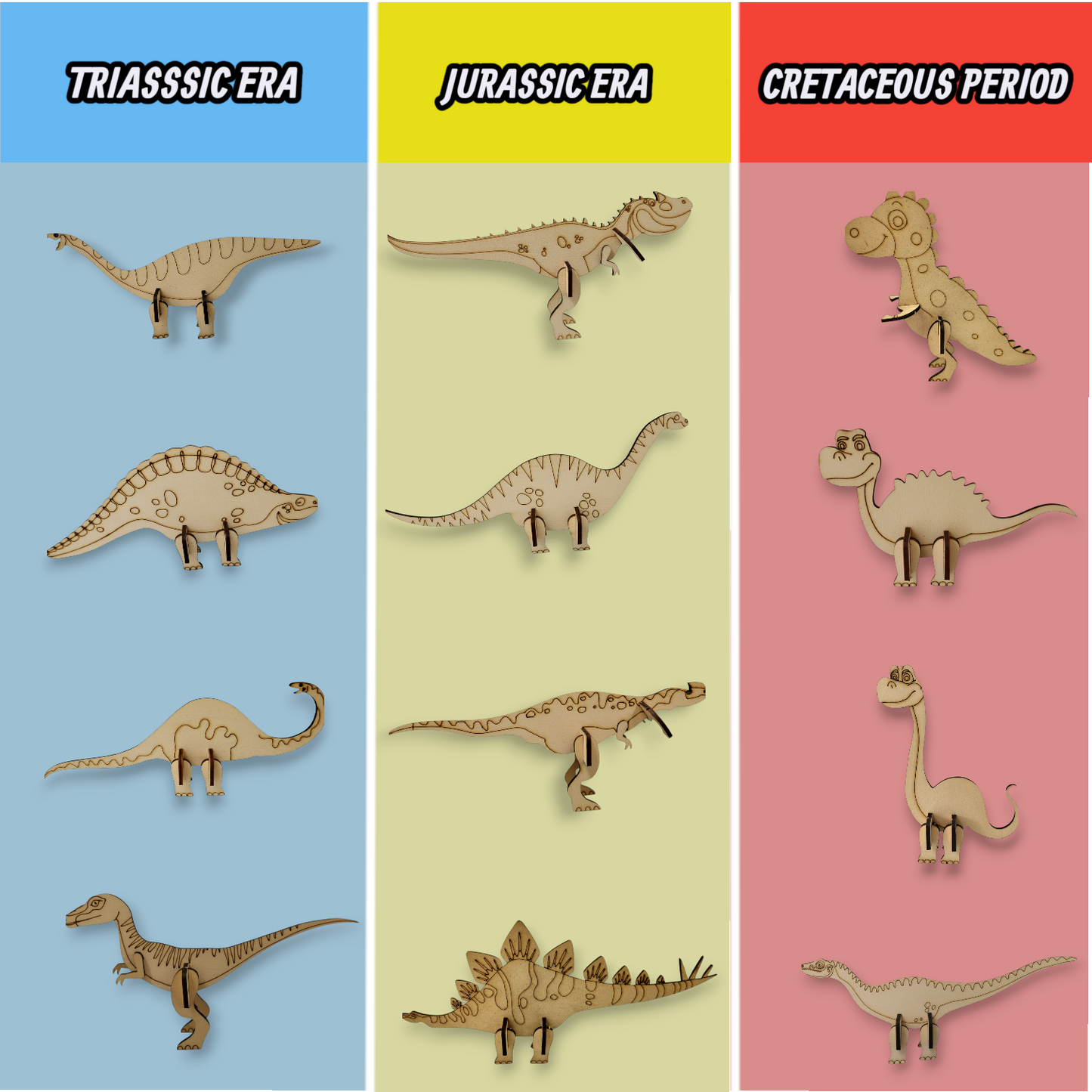 BAGJI TOYS Dinosaur Painting Kit for Kids Ages 4-8 – DIY Wooden Dino Craft Kit with 4 Assemble & Paint Dinosaur Models, 12 Paint Pots & Brush – Creative Arts and Crafts Gift for Boys & Girls