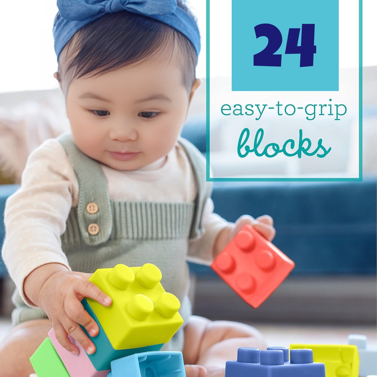 Super Soft Building Blocks, BPA-Free, Easy-to-Hold for Toddlers & Babies, Multi-Colored