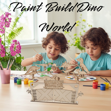 BAGJI TOYS Dinosaur Painting Kit for Kids Ages 4-8 – DIY Wooden Dino Craft Kit with 4 Assemble & Paint Dinosaur Models, 12 Paint Pots & Brush – Creative Arts and Crafts Gift for Boys & Girls