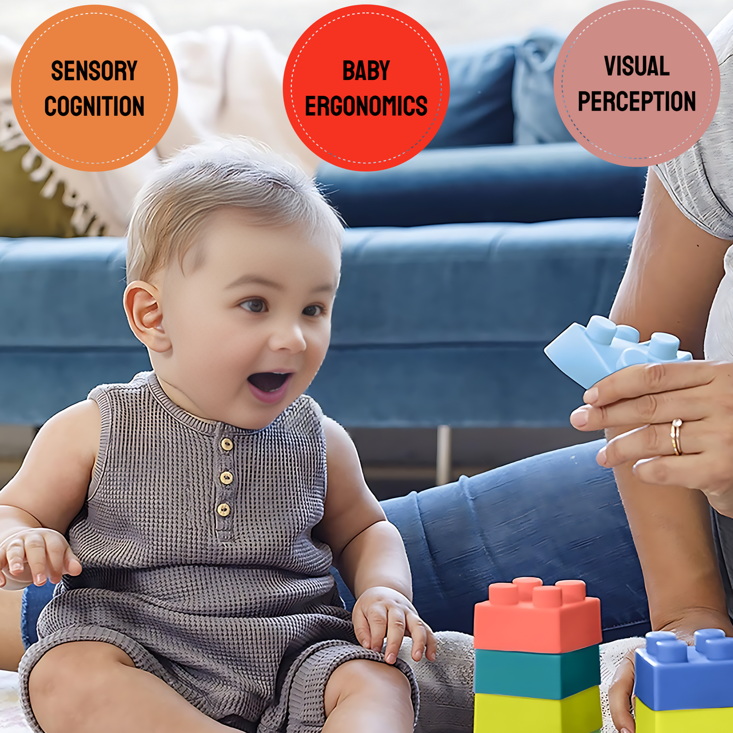 Super Soft Building Blocks, BPA-Free, Easy-to-Hold for Toddlers & Babies, Multi-Colored
