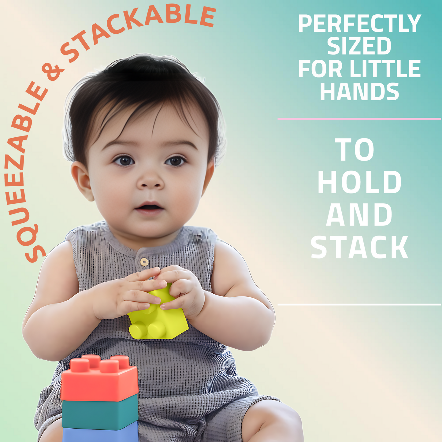 Super Soft Building Blocks, BPA-Free, Easy-to-Hold for Toddlers & Babies, Multi-Colored