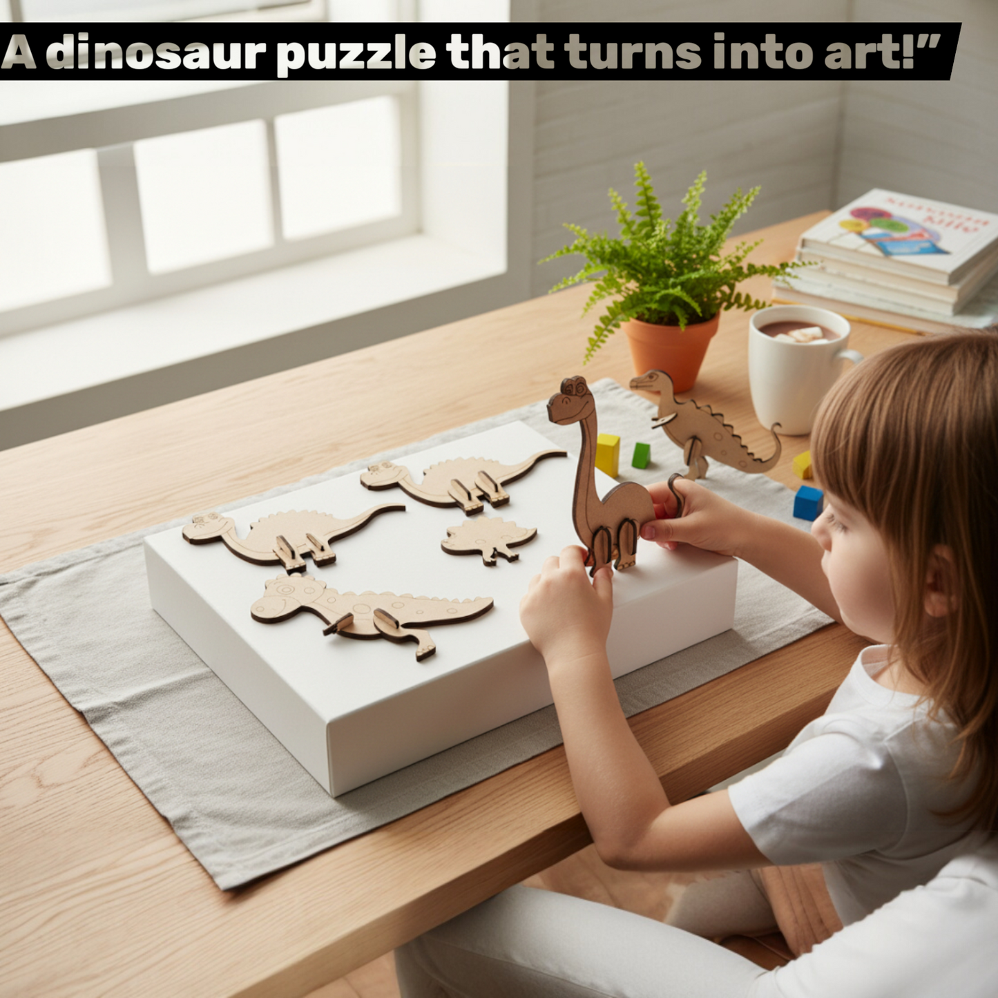 BAGJI TOYS Dinosaur Painting Kit for Kids Ages 4-8 – DIY Wooden Dino Craft Kit with 4 Assemble & Paint Dinosaur Models, 12 Paint Pots & Brush – Creative Arts and Crafts Gift for Boys & Girls