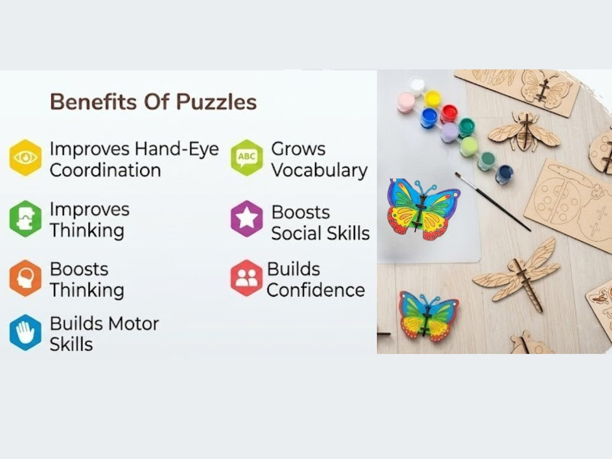 BAGJI TOYS 3D Wooden Insect Craft Painting Kit for Kids, 4 Piece Set with Brushes & Paint, DIY Bug Models, Gift for Boys Girls Age 5 and Up