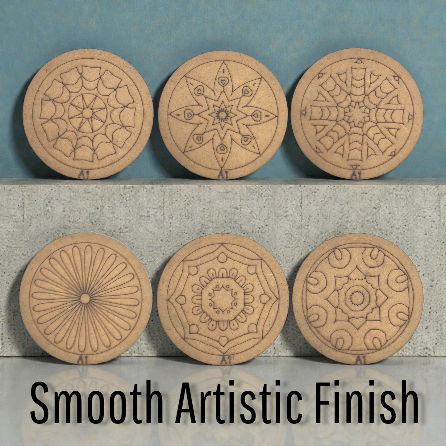 BAGJI TOYS DIY Coaster Painting Kit for Kids & Adults – 6 Pre-Marked Wooden Tea Coasters with Stand, 12 Acrylic Colours & Brush – Mandala Art & Craft DIY Set – Beginner Friendly Painting Craft Kit, Birthday & Gift Activity