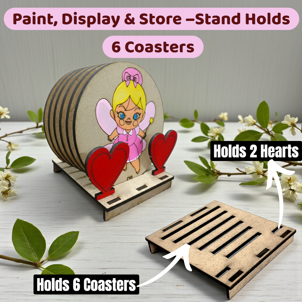 BAGJI TOYS DIY Coaster Painting Kit for Kids & Adults – 6 Pre-Marked Wooden Tea Coasters with Stand, 12 Acrylic Colours & Brush – Mandala Art & Craft DIY Set – Beginner Friendly Painting Craft Kit, Birthday & Gift Activity