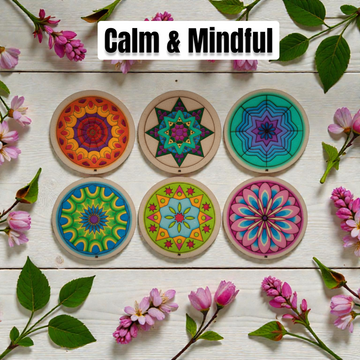 BAGJI TOYS DIY Coaster Painting Kit for Kids & Adults – 6 Pre-Marked Wooden Tea Coasters with Stand, 12 Acrylic Colours & Brush – Mandala Art & Craft DIY Set – Beginner Friendly Painting Craft Kit, Birthday & Gift Activity