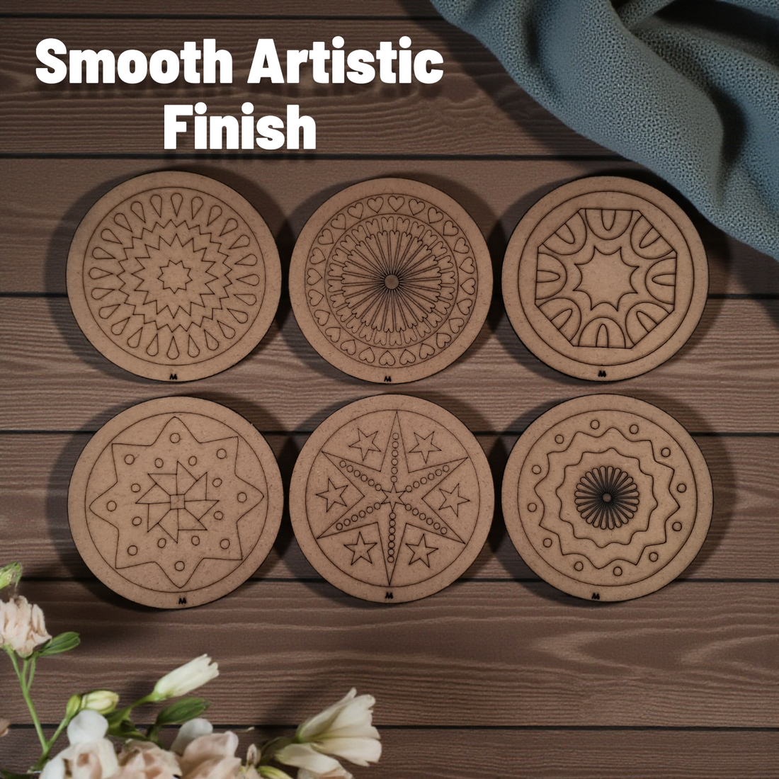 BAGJI TOYS DIY Coaster Painting Kit for Kids & Adults – 6 Pre-Marked Wooden Tea Coasters with Stand, 12 Acrylic Colours & Brush – Mandala Art & Craft DIY Set – Beginner Friendly Painting Craft Kit, Birthday & Gift Activity