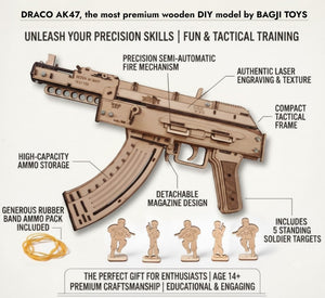 3D Puzzles for Adults, Wooden 3D Puzzle Model AK47 Rubber Bands Shooter Building Kits, DIY Wood Crafts Cool Toy Hobbies for Men Women, Creative Assembly Gifts