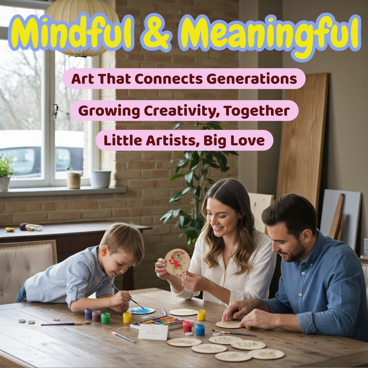 BAGJI TOYS DIY Coaster Painting Kit for Kids & Adults – 6 Pre-Marked Wooden Tea Coasters with Stand, 12 Acrylic Colours & Brush – Mandala Art & Craft DIY Set – Beginner Friendly Painting Craft Kit, Birthday & Gift Activity