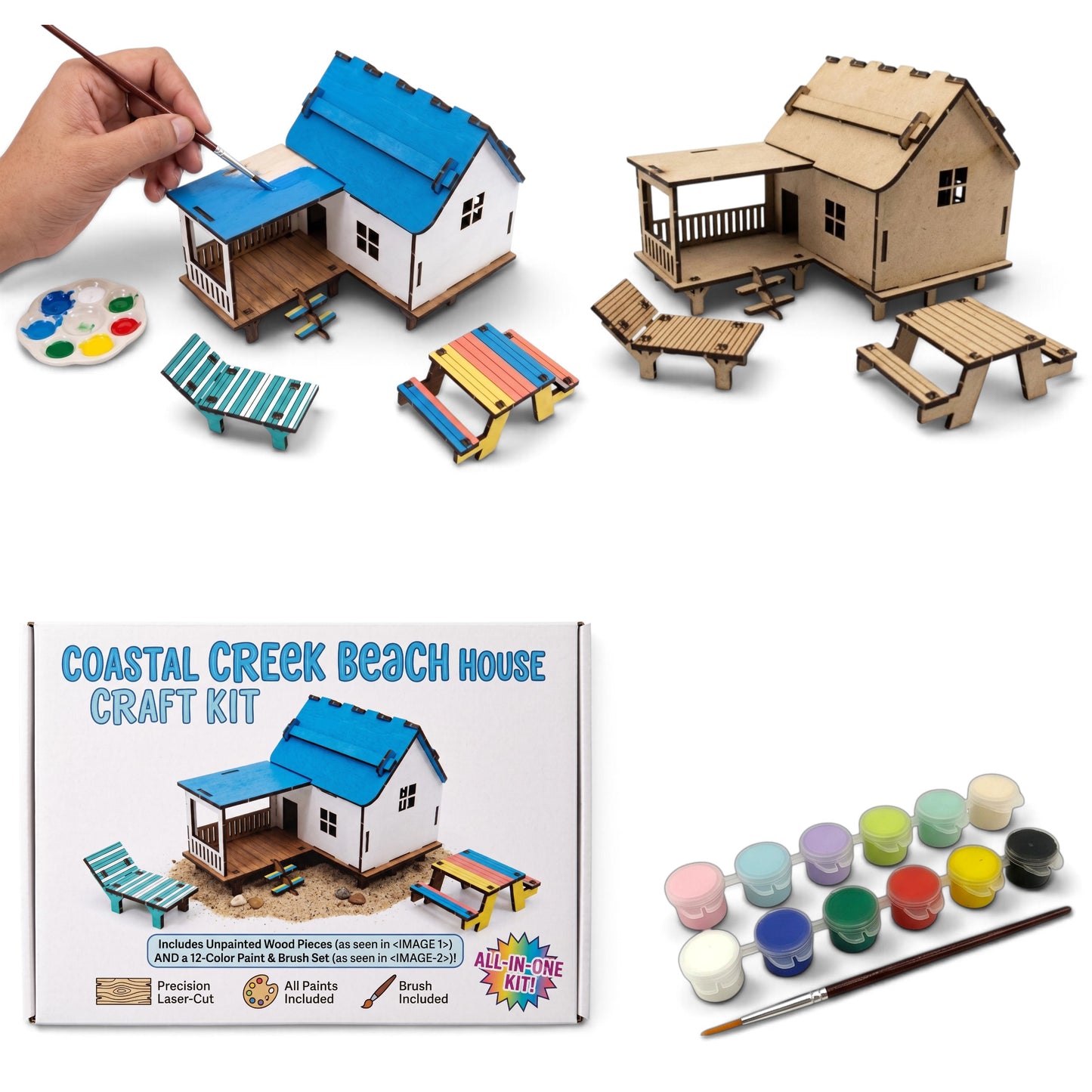 Coastal Creek Beach House painted vs unpainted comparison